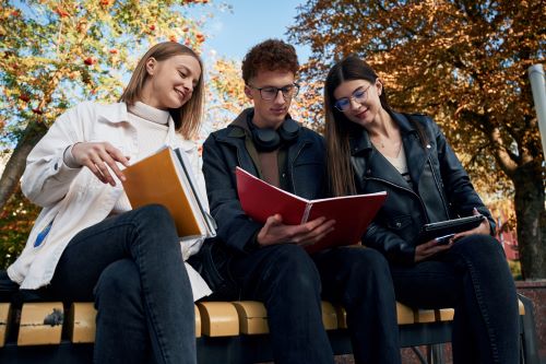 Students chatting outside 